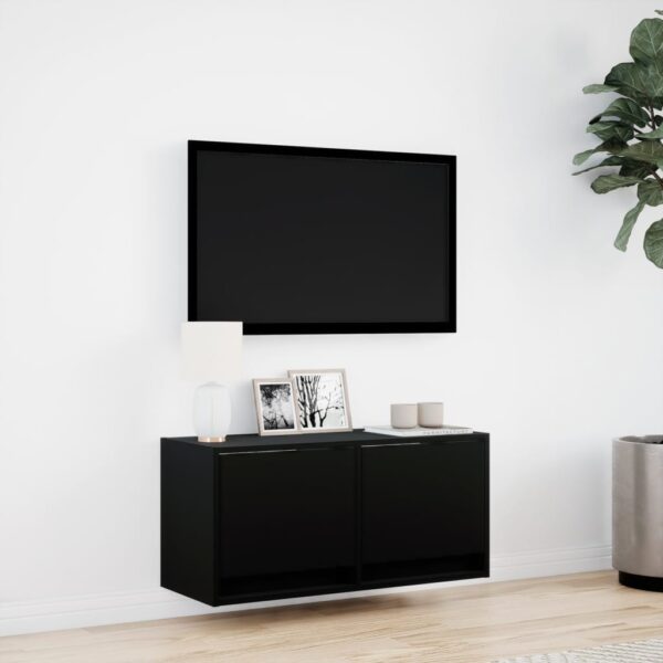 Móvel de parede para TV com luzes LED 80x31x35 cm preto - Image 3