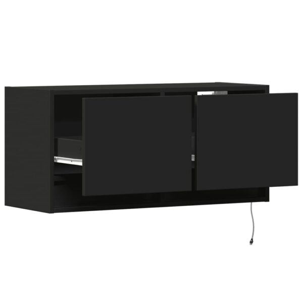 Móvel de parede para TV com luzes LED 80x31x35 cm preto - Image 8