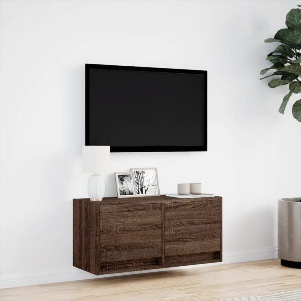 Móvel de parede p/ TV c/ luzes LED 80x31x35cm carvalho castanho - Image 3