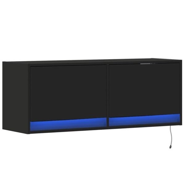 Móvel de parede para TV com luzes LED 100x31x35 cm preto - Image 2