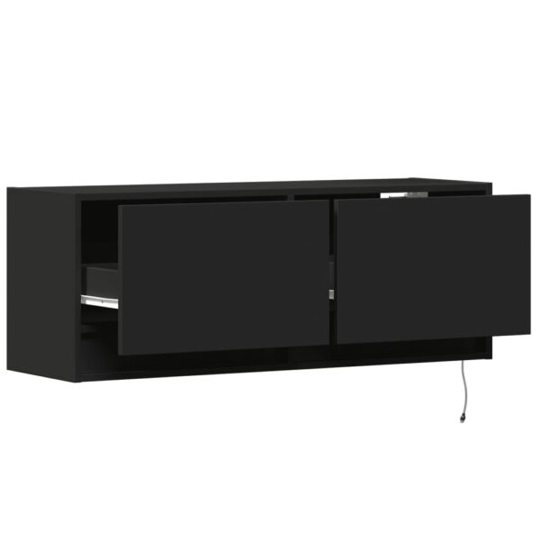 Móvel de parede para TV com luzes LED 100x31x35 cm preto - Image 8