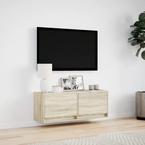 Móvel de parede p/ TV c/ luzes LED 100x31x35 cm carvalho sonoma - Image 3