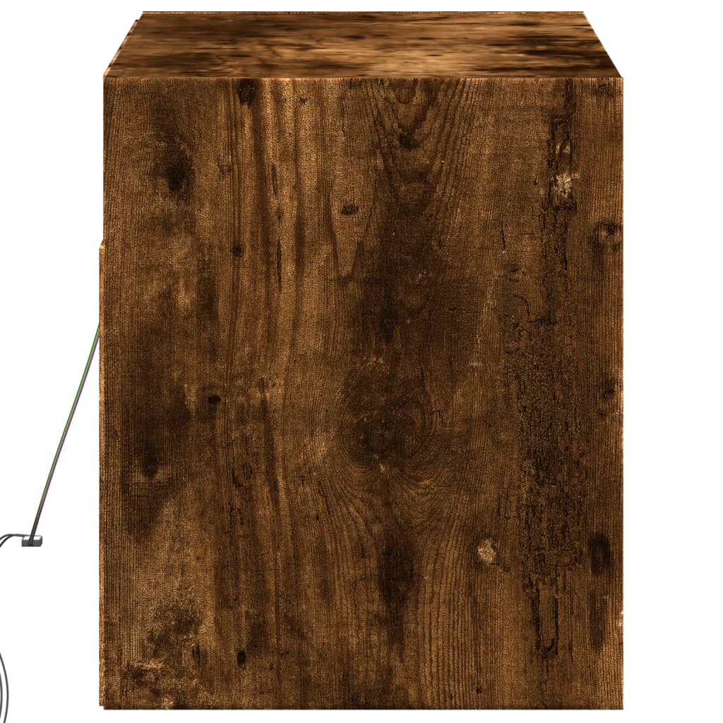 Móvel de parede p/ TV c/ luzes LED 100x31x35 cm carvalho fumado - Image 6