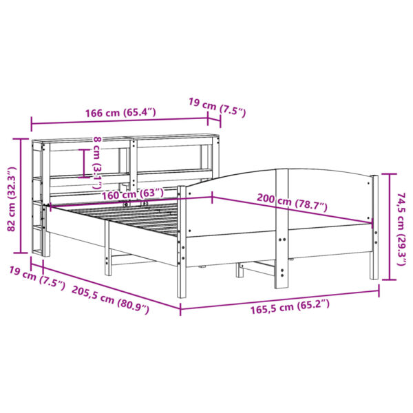 Cama sem colchão 160x200 cm madeira de pinho maciça branco - Image 11