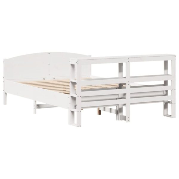 Cama sem colchão 160x200 cm madeira de pinho maciça branco - Image 5
