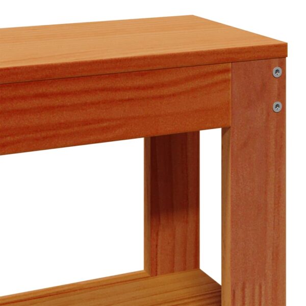 Estrutura cama c/ cabeceira 200x200cm pinho maciço castanho-mel - Image 9