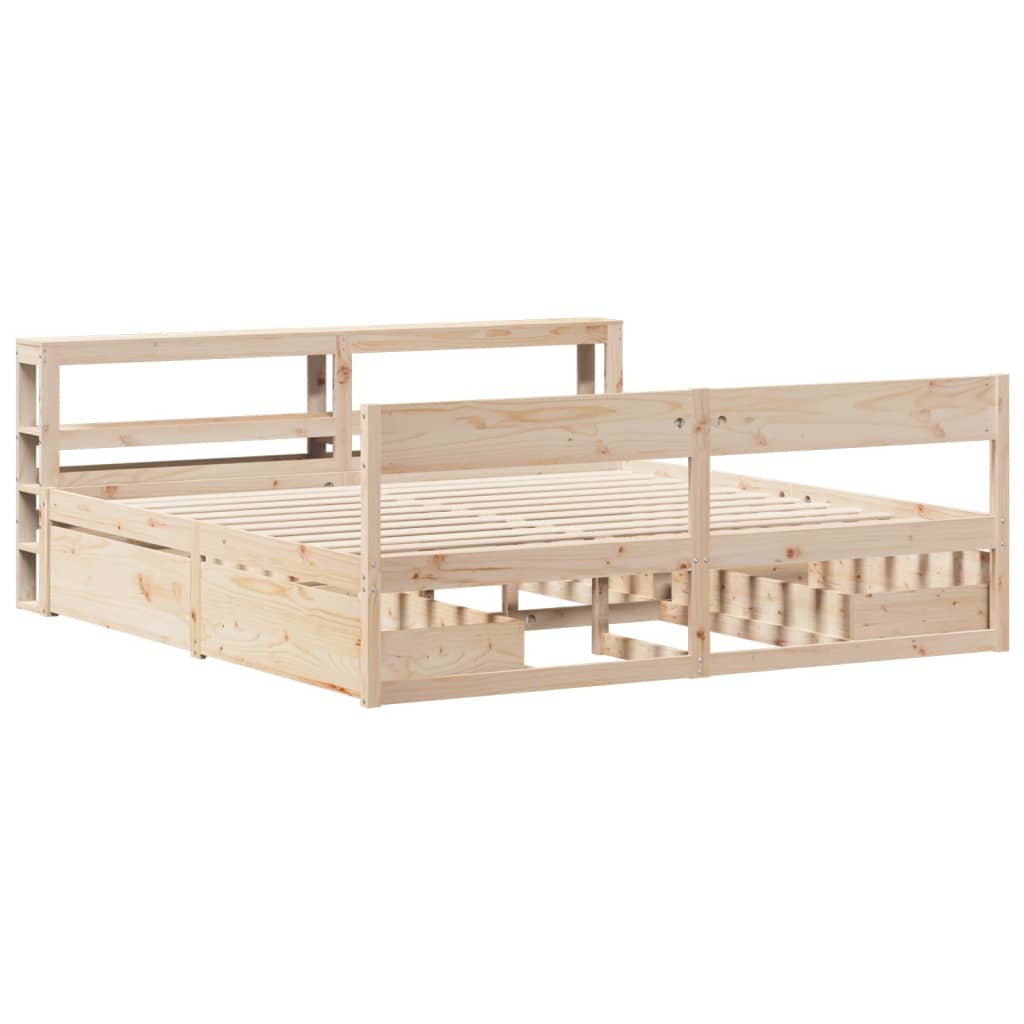 Cama sem colchão 180x200 cm madeira de pinho maciça - Image 2