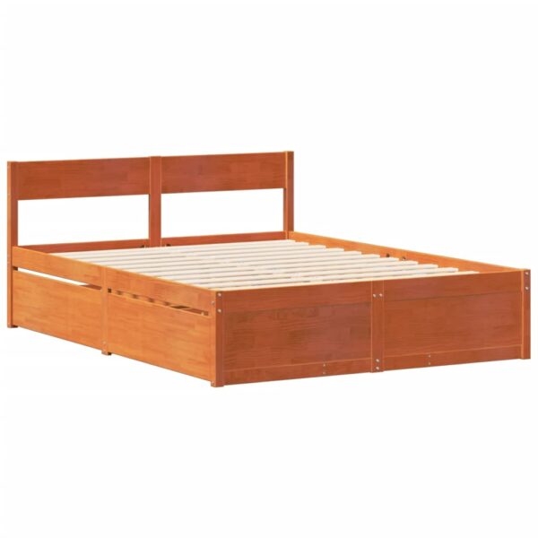 Cama sem colchão 160x200 cm madeira pinho maciço castanho-mel - Image 4