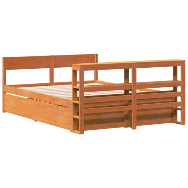 Cama sem colchão 160x200 cm madeira pinho maciço castanho-mel - Image 7