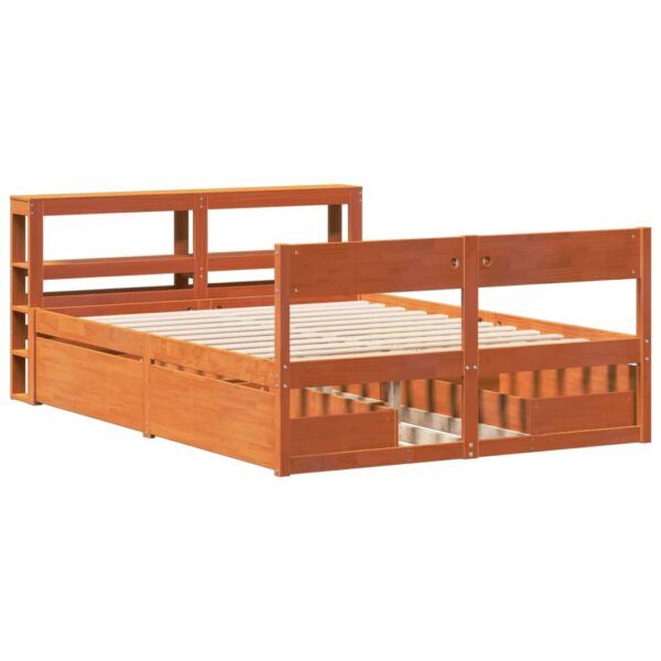 Cama sem colchão 120x200 cm madeira pinho maciça castanho-mel - Image 2