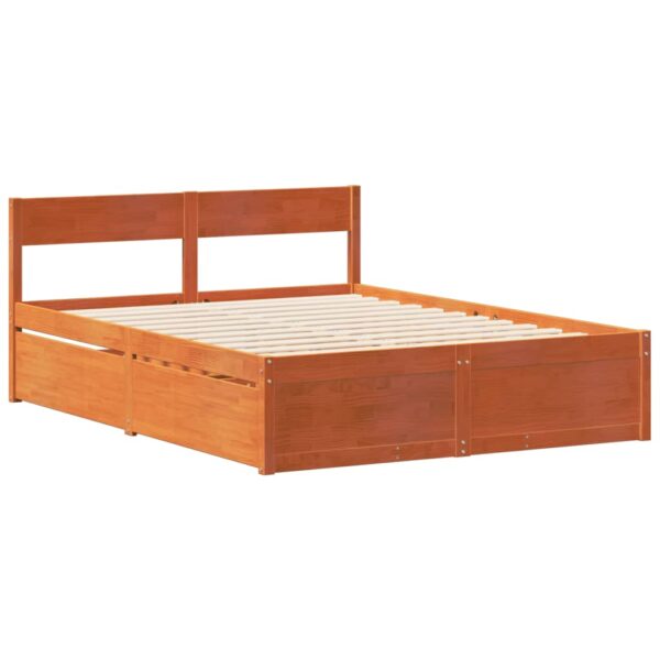 Cama sem colchão 120x200 cm madeira pinho maciça castanho-mel - Image 4
