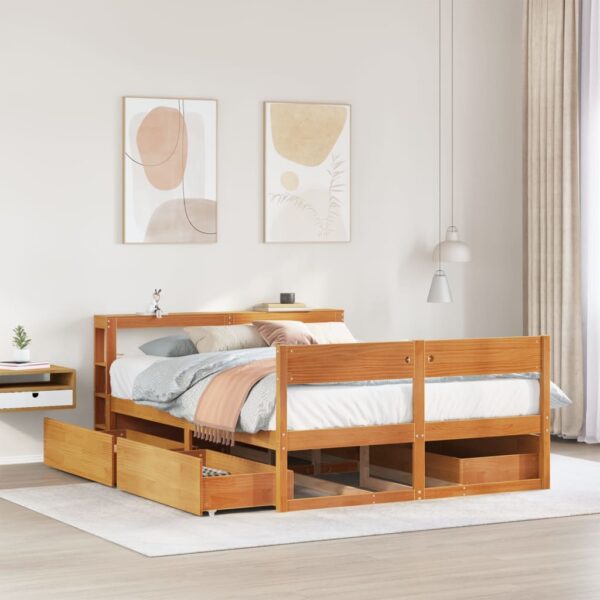 Cama sem colchão 120x200 cm madeira pinho maciça castanho-mel
