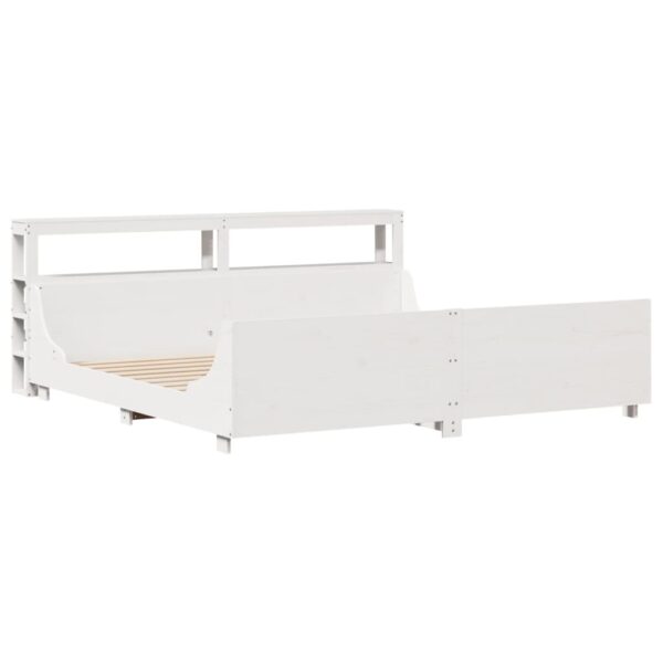 Cama sem colchão 200x200 cm madeira de pinho maciça branco - Image 2