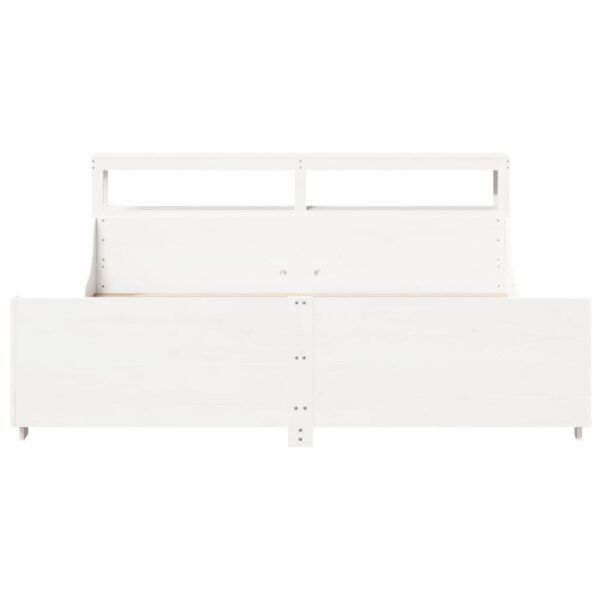 Cama sem colchão 200x200 cm madeira de pinho maciça branco - Image 3