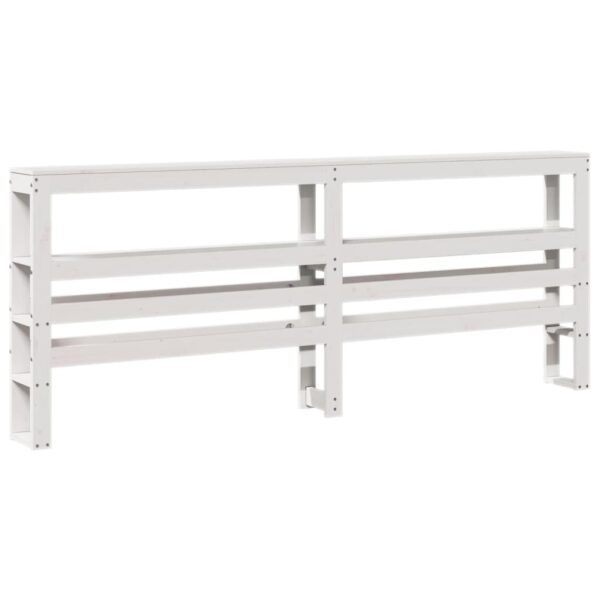 Cama sem colchão 200x200 cm madeira de pinho maciça branco - Image 5