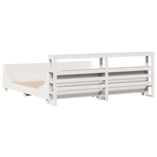 Cama sem colchão 200x200 cm madeira de pinho maciça branco - Image 7