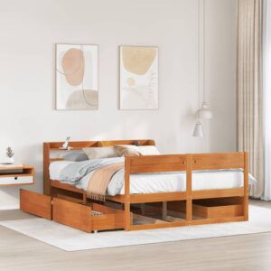 VidaXL Cama sem colchão 140x190 cm pinho maciço castanho-mel