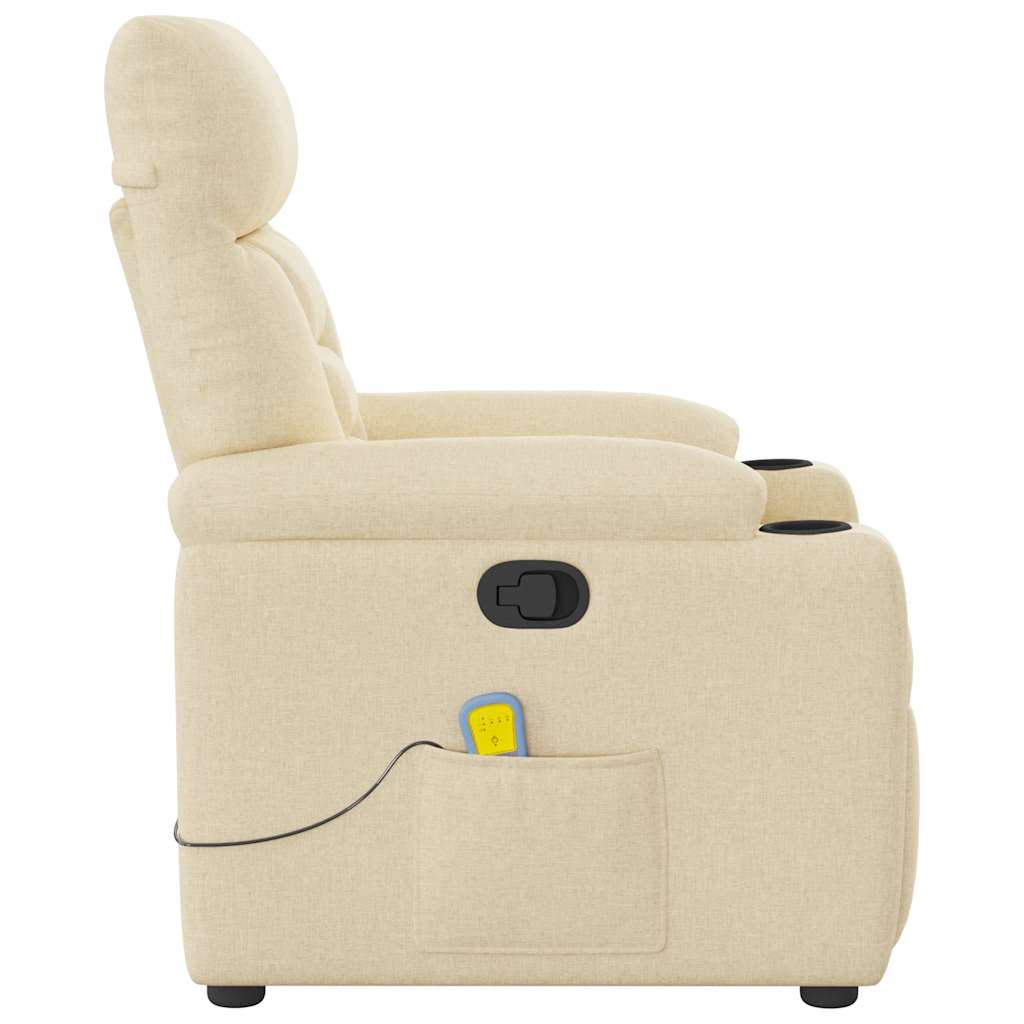 Poltrona de massagens reclinável tecido cor creme - Image 4