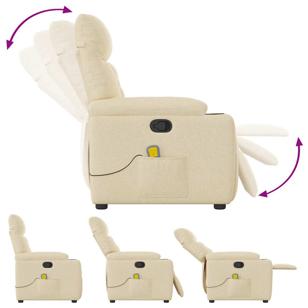 Poltrona de massagens reclinável tecido cor creme - Image 6