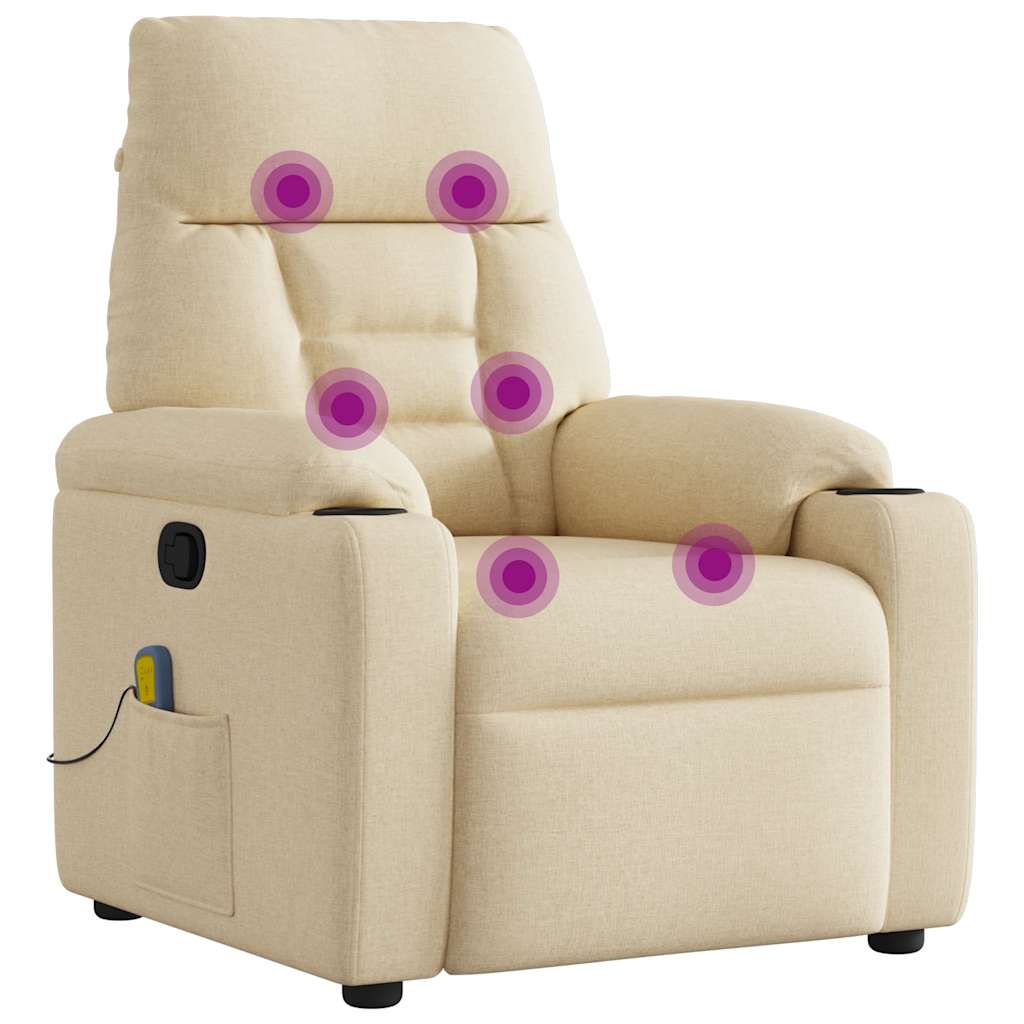 Poltrona de massagens reclinável tecido cor creme - Image 7