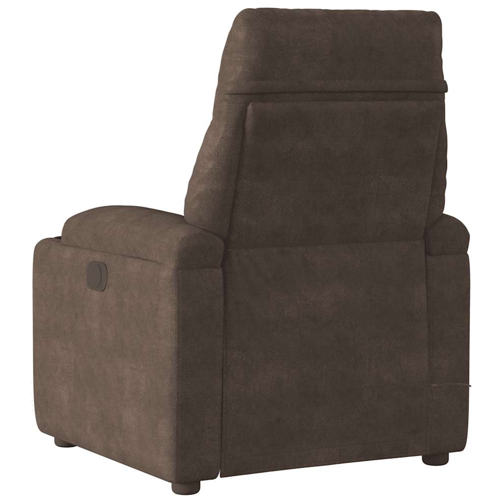 Poltrona de massagens reclinável tecido de microfibra castanho - Image 5