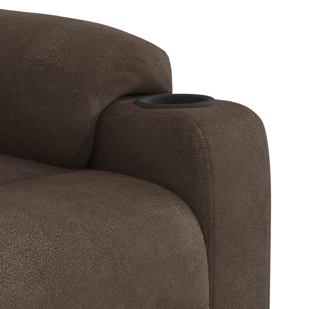 Poltrona de massagens reclinável tecido de microfibra castanho - Image 9