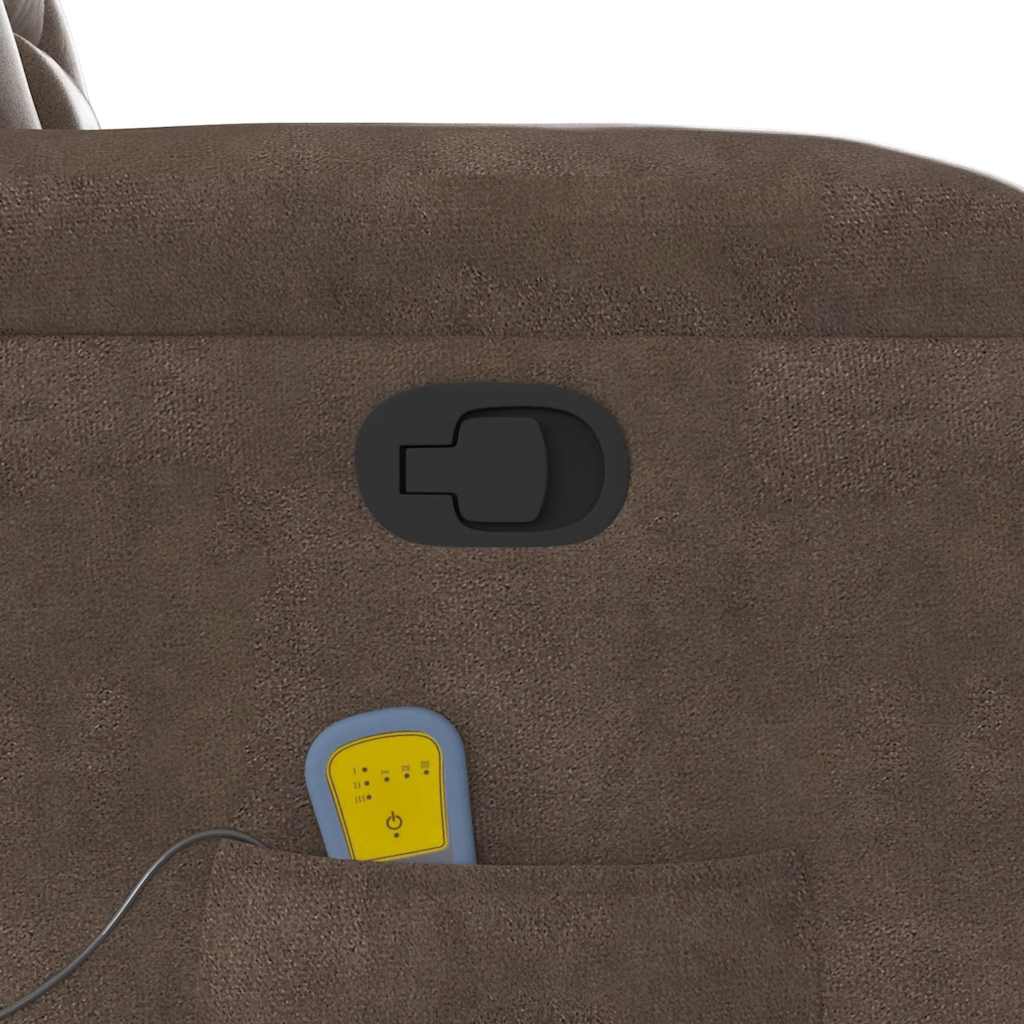 Poltrona de massagens reclinável tecido de microfibra castanho - Image 10
