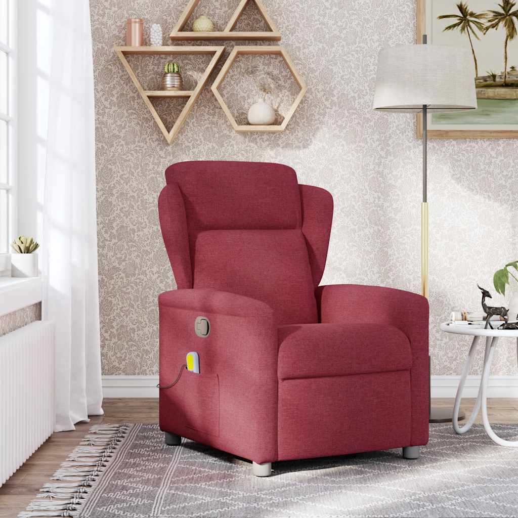 Poltrona de massagens reclinável tecido vermelho tinto - Image 2