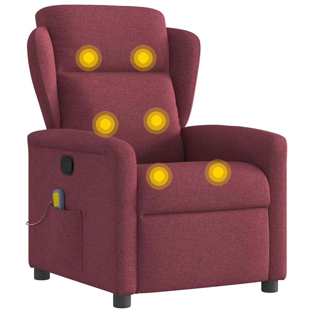 Poltrona de massagens reclinável tecido vermelho tinto - Image 7