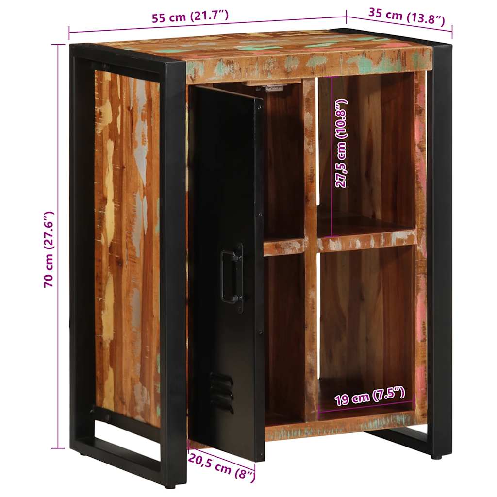 Aparador multicor 55x35x70 cm madeira maciça recuperada - Image 11