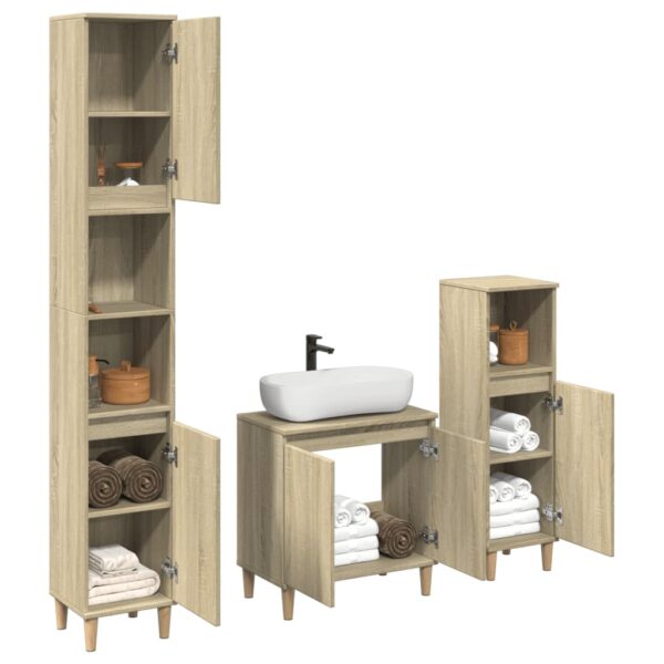 3 pcs conj. móveis casa banho derivados madeira carvalho sonoma - Image 2