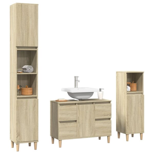 3 pcs conj. móveis casa banho derivados madeira carvalho sonoma - Image 2