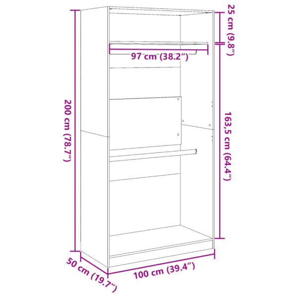 Roupeiro 100x50x200 cm contraplacado branco - Image 8