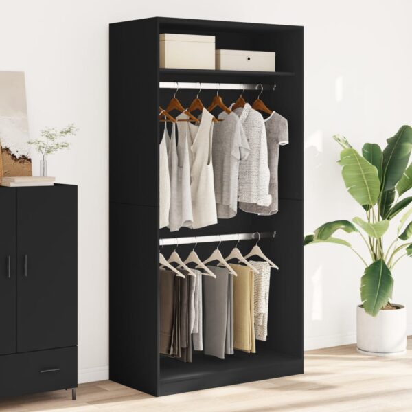 Roupeiro 100x50x200 cm contraplacado preto - Image 2