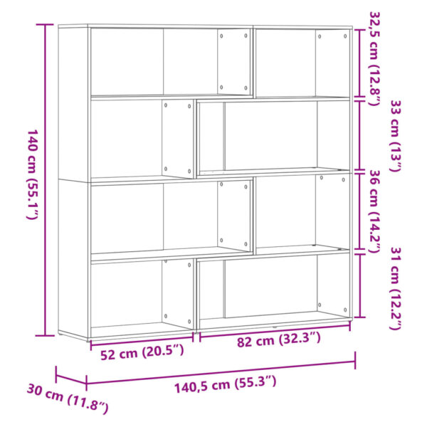 Estante canto 4 prateleiras 85x85x140 cm deriv. madeira branco - Image 9