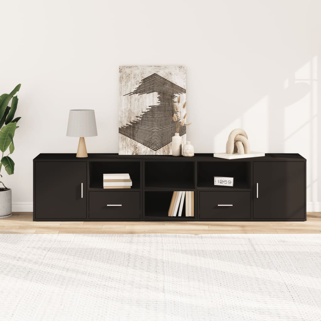 Armário de canto 200x40x45 cm derivados de madeira preto - Image 2