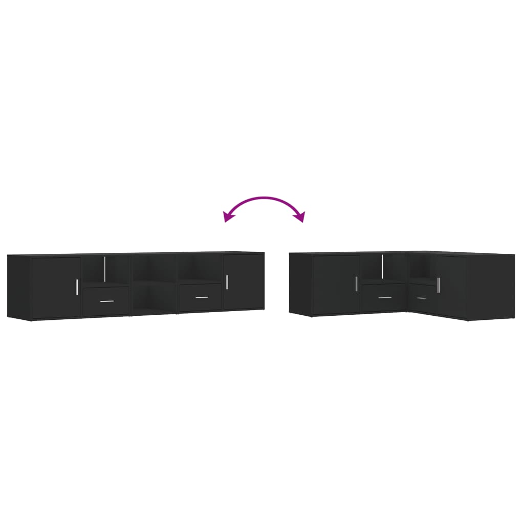 Armário de canto 200x40x45 cm derivados de madeira preto - Image 6