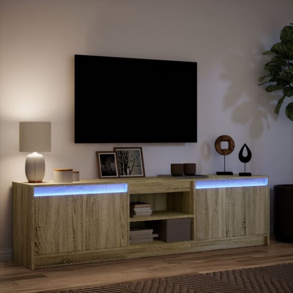 Móvel de TV com luzes LED derivados de madeira carvalho sonoma - Image 4