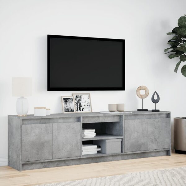 Móvel de TV com luzes LED derivados de madeira cinzento cimento - Image 3