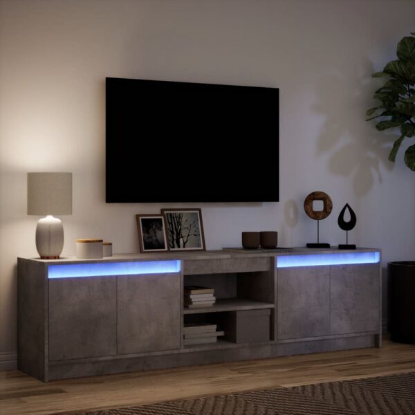 Móvel de TV com luzes LED derivados de madeira cinzento cimento - Image 4
