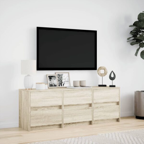 Móvel de TV com luzes LED derivados de madeira carvalho sonoma - Image 3