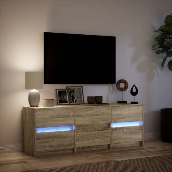 Móvel de TV com luzes LED derivados de madeira carvalho sonoma - Image 4