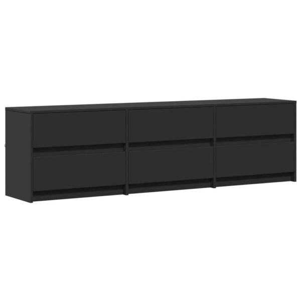 Móvel de TV com luzes LED derivados de madeira preto - Image 2