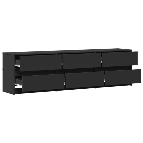 Móvel de TV com luzes LED derivados de madeira preto - Image 5
