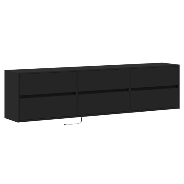 Móvel de parede para TV com luzes LED 180x31x45 cm preto - Image 2