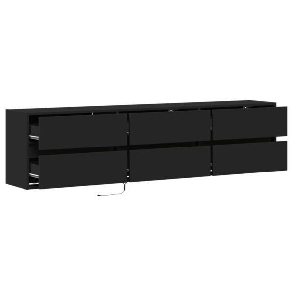 Móvel de parede para TV com luzes LED 180x31x45 cm preto - Image 8
