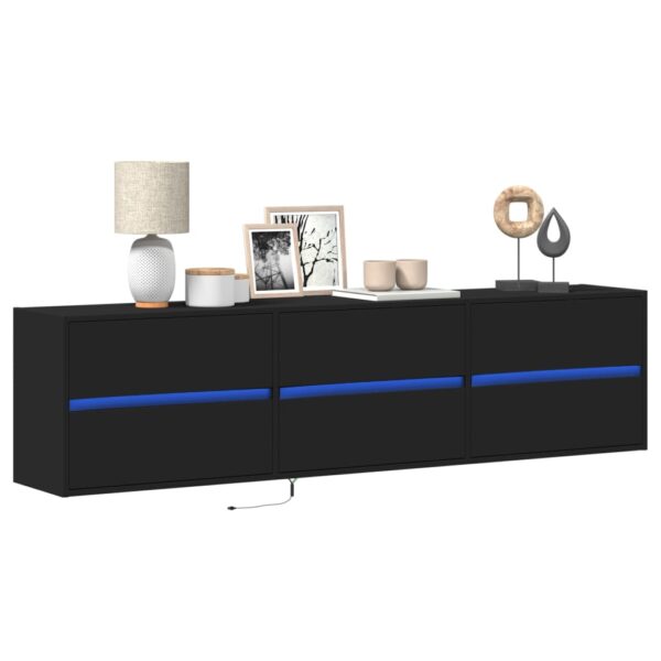 Móvel de parede para TV com luzes LED 180x31x45 cm preto