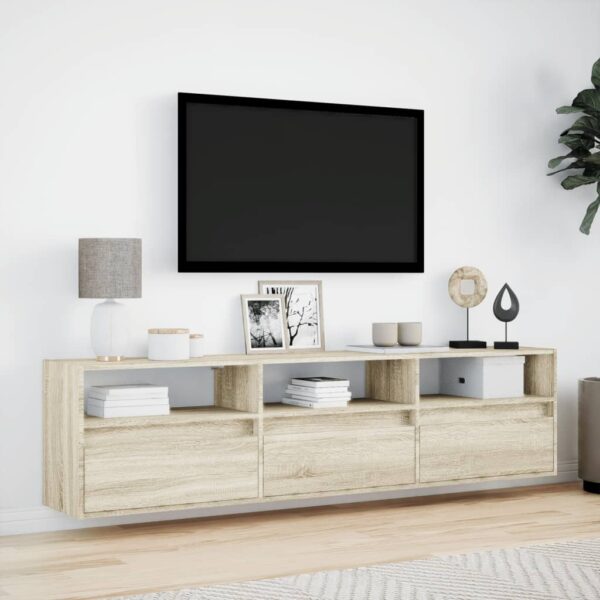 Móvel de parede p/ TV c/ luzes LED 180x31x45 cm carvalho sonoma - Image 3