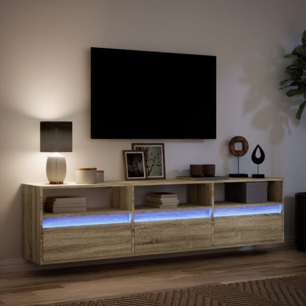 Móvel de parede p/ TV c/ luzes LED 180x31x45 cm carvalho sonoma - Image 4