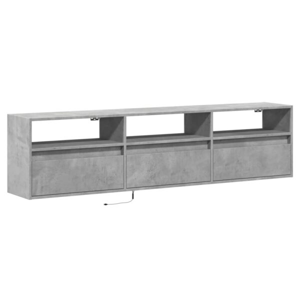 Móvel de parede p/ TV c/ luzes LED 180x31x45 cm cinza cimento - Image 2